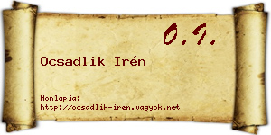 Ocsadlik Irén névjegykártya
